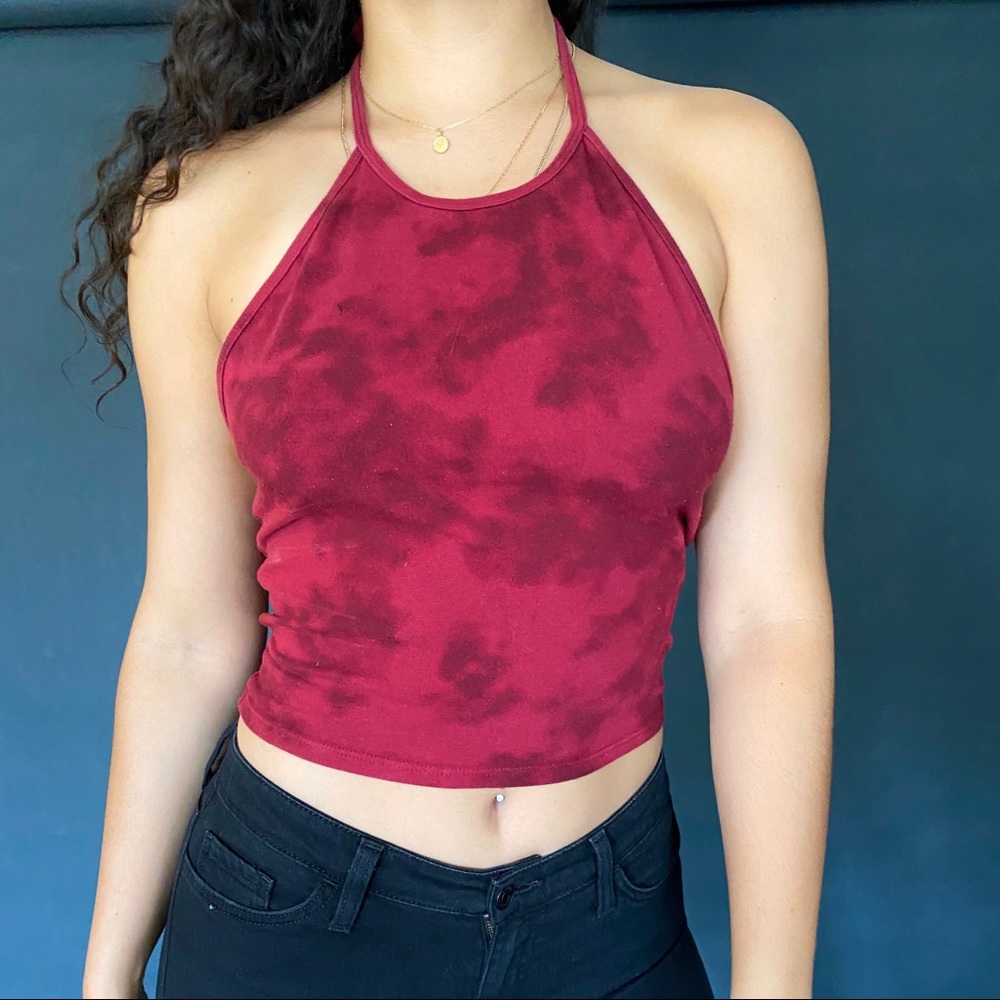 Burgundy Tie Dye Halter
